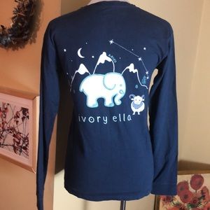 IVORY ELLA size Small ARIES Astrological Sign RAM Dual Graphic Long-Sleeve NAVY